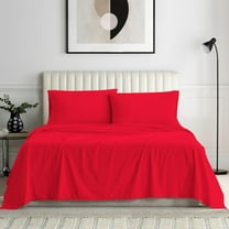True Luxury 600 Thread Count Egyptian Cotton Sheet Set for QUEEN Size ( 60" x 80" ) Mattress Fits 7-9 Inches Fully Elastic Deep Pocket ( Stripe, Red )