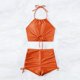thumbnail image 4 of Traje de baño para mujer, conjunto de bikini sin espalda con cuerpo dividido de color sólido para mujer, trajes de baño para mujer, 4 of 5