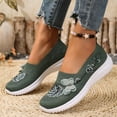 thumbnail image 5 of Domzle Womens Orthopedic Shoes Wide Width Butterfly Embroidered Slip On Knitting Flat Loafers Walking Shoes Soft Breathable Lightweight Mesh Sneakers with Arch Support Green 39, 5 of 7