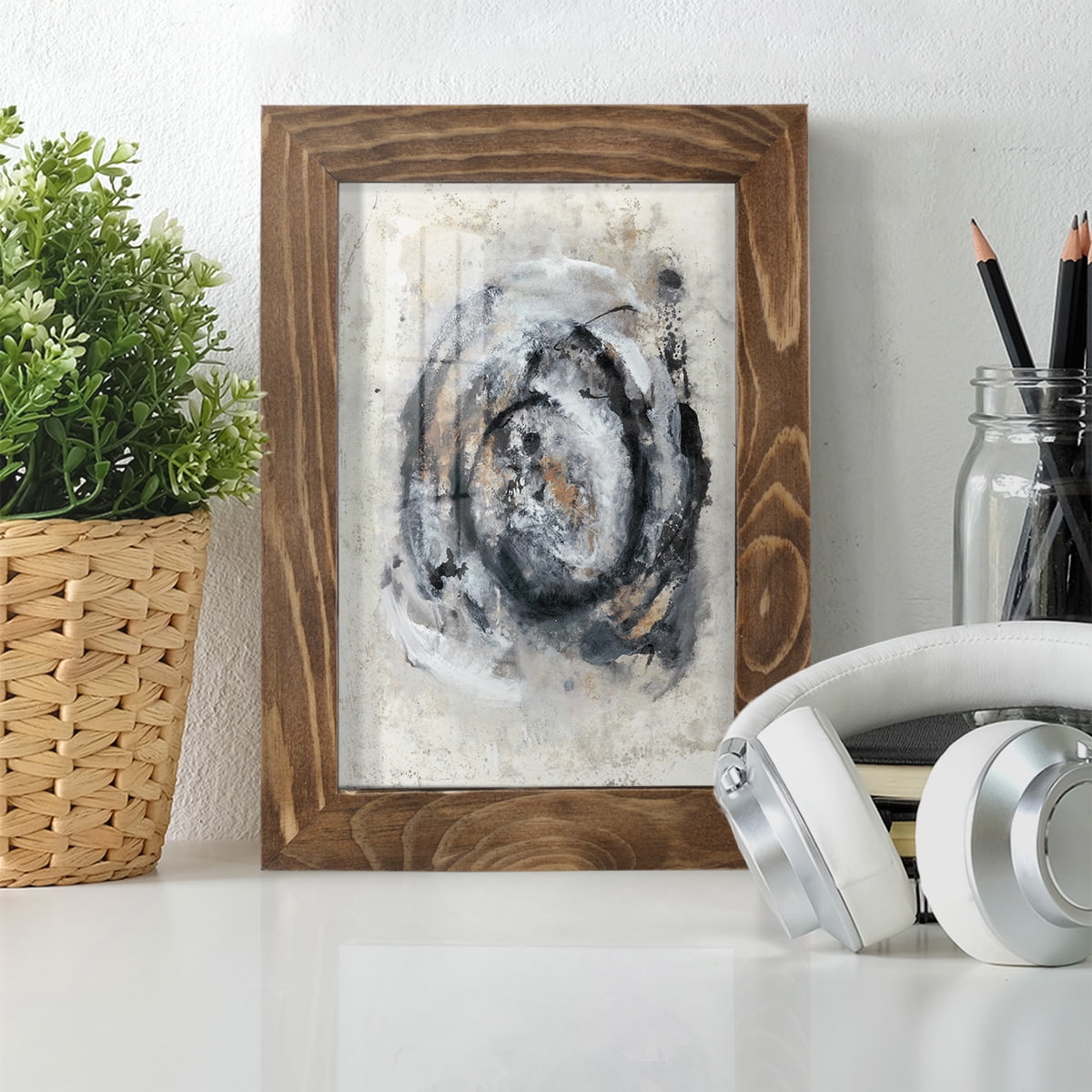 Circular Energy IV -Framed Print w/glass-Walnut