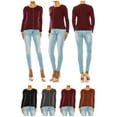 thumbnail image 6 of Women's Solid Long Sleeve Crew Neck Snap Button Soft Sweater Cardigan, 6 of 6