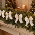 thumbnail image 5 of 12Pcs Iridescent Beige Christmas Bow Ornaments, Large Sheer Fabric Bows for Christmas Tree Wreath Garland Gift Wrap Holiday Decor, 5 of 6