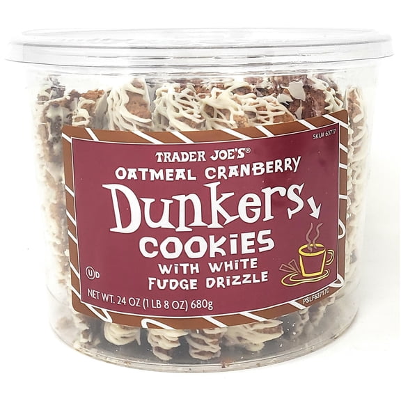 Trader Joe's Oatmeal Cranberry Dunkers Cookies with White Fudge Drizzle, 24 oz