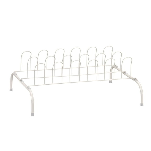 Household Essentials 9-Pair Metal Wire Shoe Rack, White/Off-White