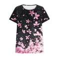 thumbnail image 4 of Feancey Women's Pleated Blouses Plus Size Casual Floral Printed T-Shirts Crewneck Short Sleeve Summer Tops Ladies Elegant Work Tees, 4 of 7