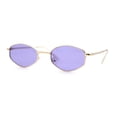 thumbnail image 1 of Narrow Hexagon Hippie Color Lens Metal Rim Dad Shade Sunglasses Gold Purple, 1 of 4