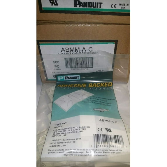 Panduit - Abmm-A-C Cable Tie Mount 4Way 19.05Mm Abs, Wht, Pk 100 FREE SHIPPING