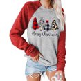 thumbnail image 1 of Sudadera con capucha para mujer, estampado navideño, Color empalmado, cuello redondo, manga larga, para uso diario, manga roja, XXL, 1 of 5