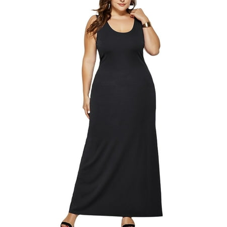 

Colisha Women Stretch Nightgown Sleeveless Sleepwear Comfy Pajamas Summer Long Sleep Shirt Round Neck Nightshirt Dress Plus Size