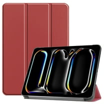 Dteck iPad Pro 11 Inch Case 2024 (5th Generation), Slim Shockproof Trifold Hard PC Back Soft Protective Cover,Support Pencil Charging,Auto Sleep/Wake for iPad Pro 11 Case,Winered