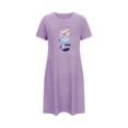 thumbnail image 5 of HomeGardon Women's Sleepwear Nightgowns for Women,Fashion Print Medium Length Dress Oversized Short Nightgown Fashion Chest Print Short Sleeve Nightdress,S-XXL, 5 of 5