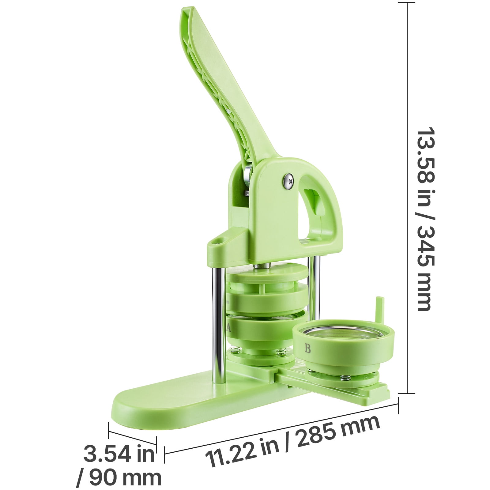 VEVOR Button Maker Machine, 2.95 in, Plastic Pin Maker with 100pcs Button Parts, Circle Cutter and Magic Book, Reinforced Ergonomic Handle, for DIY Badges, Personalized Pins and Key Chains, Green