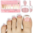 thumbnail image 1 of fuzhong-Extra Short Toe Nail Tips White French Tip BABY PINK Sharp Square Press On, Soft Gel False Fake Toenail Extension Kit, Need Apply Top Coat Buider Gel Nail Glue, Salon DIY x 16 Sizes 224 Pcs, 1 of 4