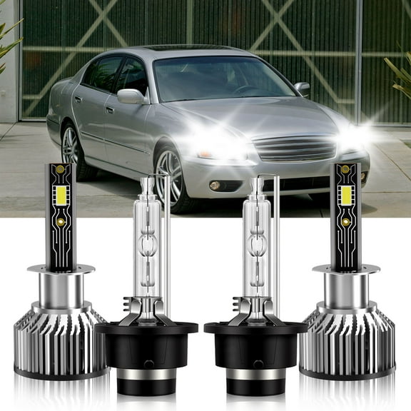 VEHIFOMO Compatible for Infiniti Q45 1999-2004 4X H1 D2S LED HID Headlight Bulbs Super Bright 6500K