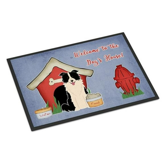 Dog House Collection Border Collie Black White Indoor or Outdoor Mat - 18 x 0.25 x 27 in.