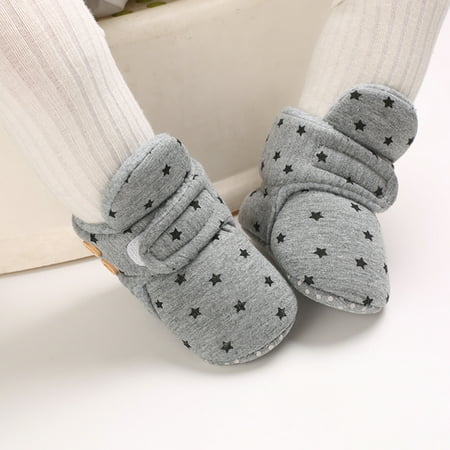 

TOWED22 Toddler Girl Boots Baby Shoes Plus Velvet Warm Polka Dot Printing Boots Non Slip Breathable Toddler Shoes Dark Gray