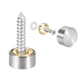 thumbnail image 1 of Uxcell 0.39'' Tapa decorativa de tornillo para espejo, tapa de clavo de acero inoxidable tono plateado, 4 piezas, 1 of 5