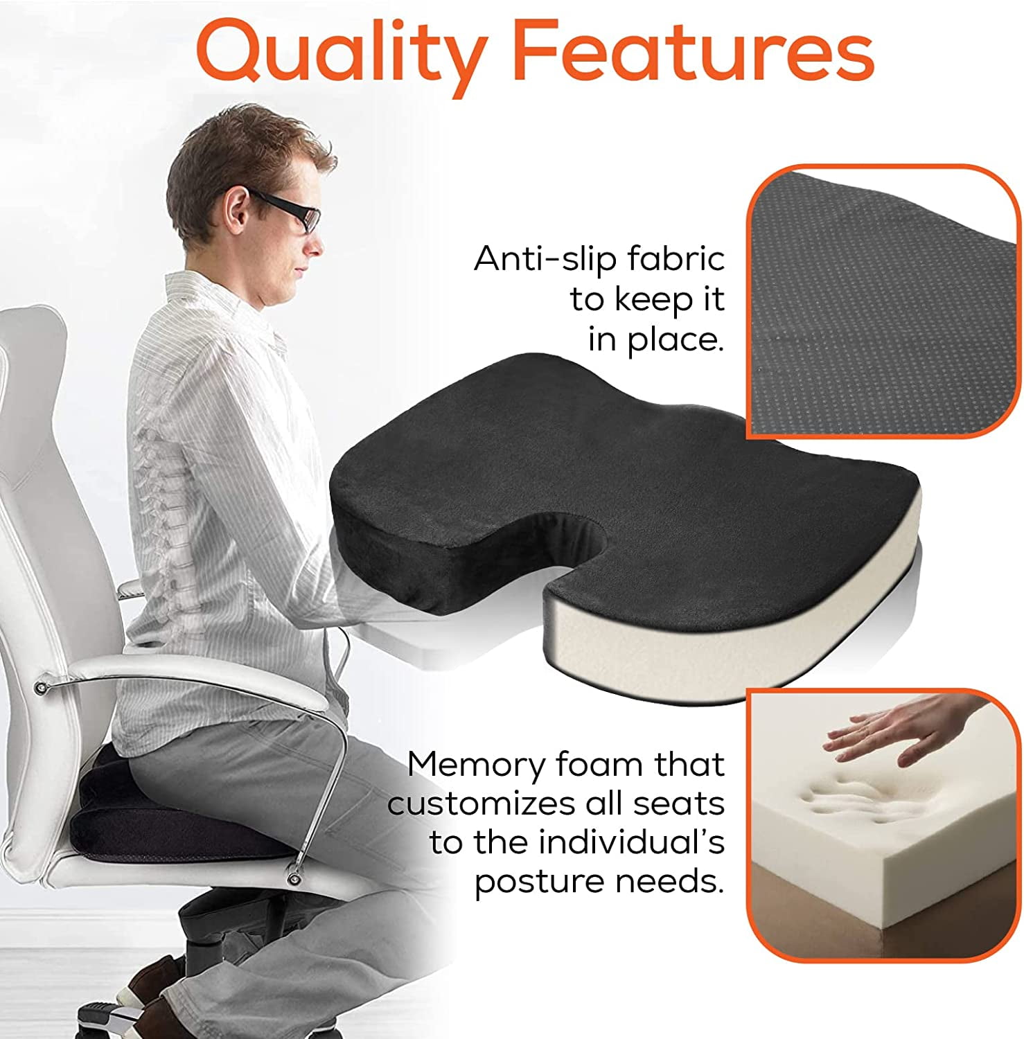 Trobo Seat Cushion, Non-Slip PU Leather Car Support Pillow for