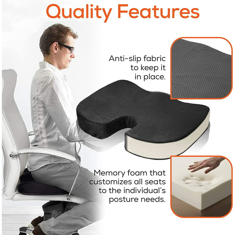 Hapiclody Car Seat Cushion for Driving,Office Chair Cushions Non-Slip  Sciatica & Lower Back Tailbone Pain Relief Chair Pillow Pad,Memory Foam  Seat
