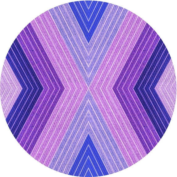 Ahgly Company Indoor Round Patterned Purple Plum Purple Area Rugs, 3' Round