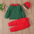 thumbnail image 3 of Baby Girls Christmas Elf Christmas Santa Outwear Set Outfits with Santa Hat Christmas Girls Matching Set for Baby Boys 12-18 Months, 3 of 8