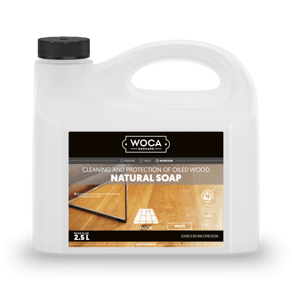 WOCA Natural Soap, Natural |2.5 L| - Concentrated Wood Cleaner for oil or wax finished hardwood floors, tables, millwork, cutting boards, and countertops.