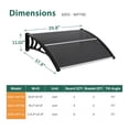 thumbnail image 4 of Macrout 39.8”x 37.8" Outdoor Window Awning Exterior with Polycarbonate Panels for Door Entrance, Air Conditioner, Front and Back Patio Door Canopy for Sun Shelter, UV, Rain, Snow Protection(Gray), 4 of 10