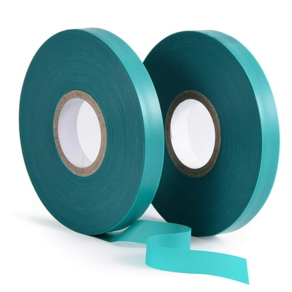 Genreen 2 Pcs 150 Feet x 1/2" Wide Stretch Tie Tape Green Plant Garden Tie, Garden Vinyl Stake for Branches, Climbing Planters, Flowers