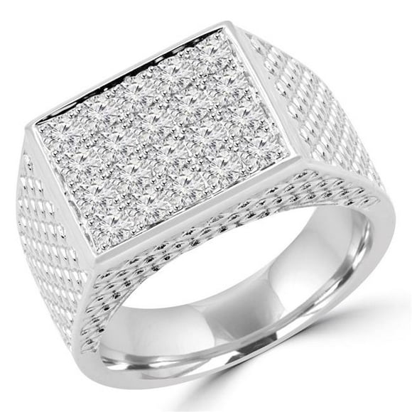 Majesty Diamonds MD160288-7.75 Bague Chevalière pour Homme Pavée de Diamants 1,33 CTW Alliance en Or Blanc 18K, Taille 7,75