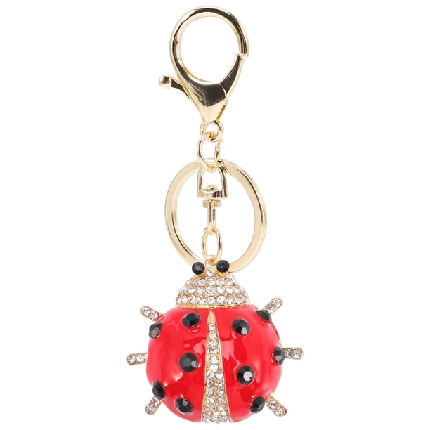 GOOHOCHY Keychain de dhinestone Adorable Ladybug Cadena de llave Bolsa colgante colgante de llave