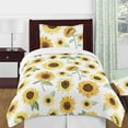 thumbnail image 4 of Yellow, Green, and White Sunflower Boho Floral Window Treatment Valance by Sweet Jojo Designs - Farmhouse Watercolor Flower, 4 of 5