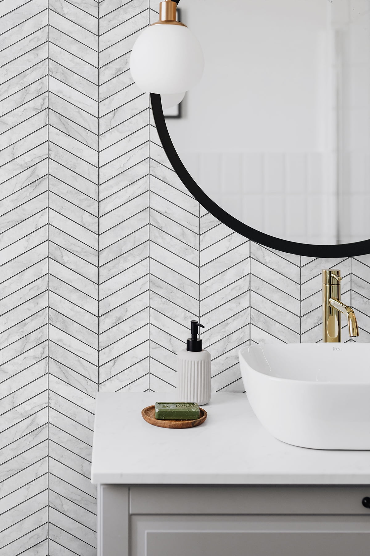 Lillian August Marbled Chevron Peel and Stick Wallpaper