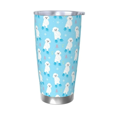 

Cauagu Skating Poodle Fun Pattern 20oz Tumbler Stainless Steel Vacuum Insulated Tumbler with Lid Insulated Coffee Mug Thermal Cup with Splash Proof Sliding Lid-Without Straw