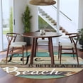 thumbnail image 4 of Life Is Better at The Beach Washable Area Rug&nbsp;5 ft Wood Grain Starfish Shell Summer Soft Round&nbsp;Rugs for Living Room, Non Slip Carpet for Bedroom&nbsp;Entryway Dining Room, 4 of 9