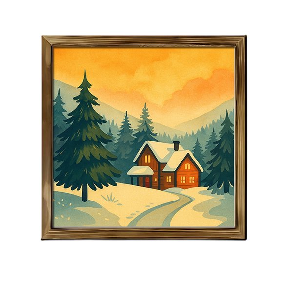 putnchl Personalized Whimsical Christmas Art Print, Pecan Floating Frame Canvas - Holiday Decorative Wall Art Print