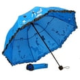 thumbnail image 3 of MORESEC Flouncing Umbrella, Flouncing Folding Umbrella with Dome Canopy, Sun Rain Wind Proof Umbrella for Women, Compact Foldable Parasol with Bag, Alloy Frame with 8 Ribs, UPF 40+ Sun Protection, 3 of 9
