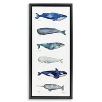 Stupell Industries Maritime Sea Life Chart Animals & Insects Painting Black Floater Framed Canvas Art Print Wall Art, 11 x 25