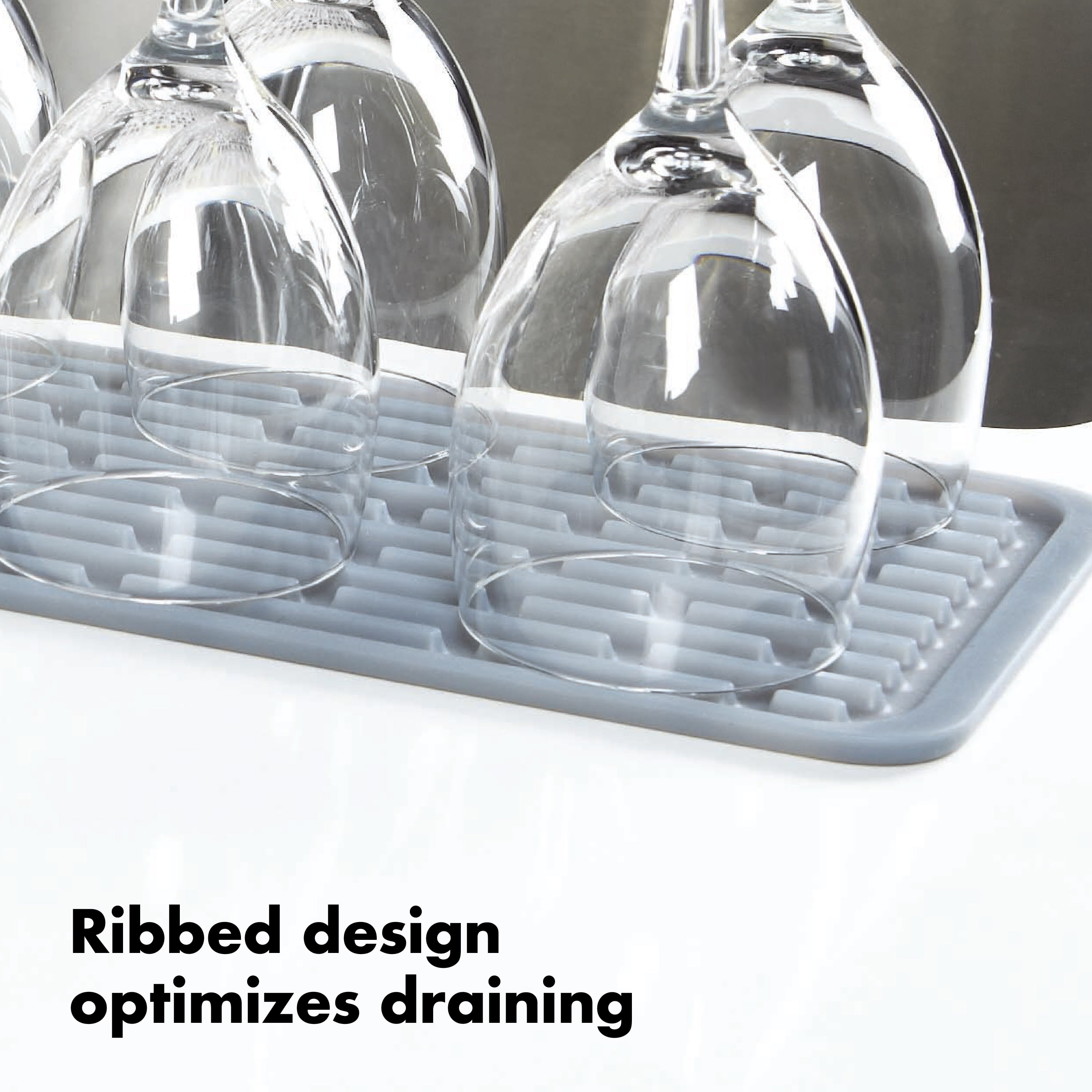 OXO Silicone Wine Glass Drying Mat, 16.6-In x 6-In, Gray