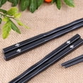thumbnail image 3 of 1 Pairs Fiberglass Chopsticks Family Set, Reusable Chinese, Japanese, Korean Chop sticks, Dishwasher Safe, Non-slip, for Sushi, Noodles, Food, Hotpot& Cooking, 9.5 inches, Classic Black, 3 of 6