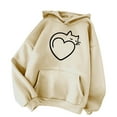 thumbnail image 3 of DDAPJ pyju Womens Heart Print Hoodie 2023 Fall Fashion,Loose Casual Drawstring Pullover Hoodie for Cat Lover Oversized Long Sleeve Hooded Sweatshirt with Kangaroo Pocket, 3 of 4