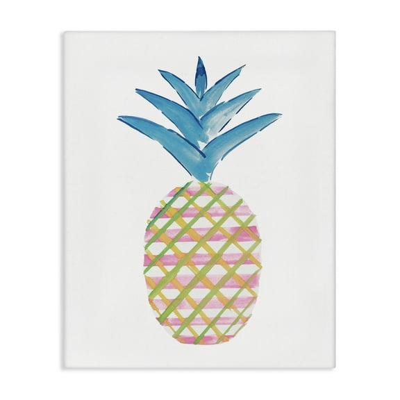 Stupell Industries Tropical Tartan Pineapple Food & Beverage Painting Gallery Wrapped Canvas Art Print Wall Art, 16 x 20