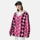 thumbnail image 3 of Fotbe pink and black argyle Chaqueta con Protección Solar UPF 50+ para Hombre y Mujer, Camisa con Capucha y Bolsillos-Large, 3 of 7