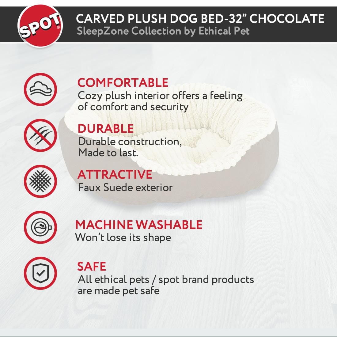 Sleep Zone Carved Plush Dog Bed