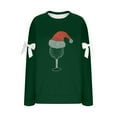 thumbnail image 6 of Ladies' Christmas Printed Bow Round Neck Long Sleeved Loose Pullover Sweater Sweatshirt Top, Elegant Fall Winter Fashion with Soft Fabric for Holiday Parties,Dark Green,M, 6 of 6