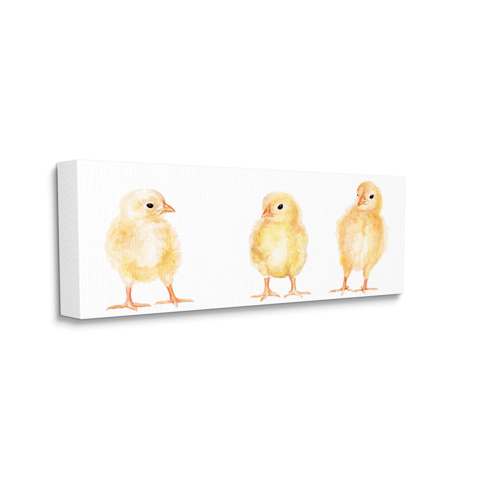 Stupell Industries Baby Chick Trio Watercolor Portrait Kids' Wild Animals, 30 x 13,Design by Fox Hollow Studios