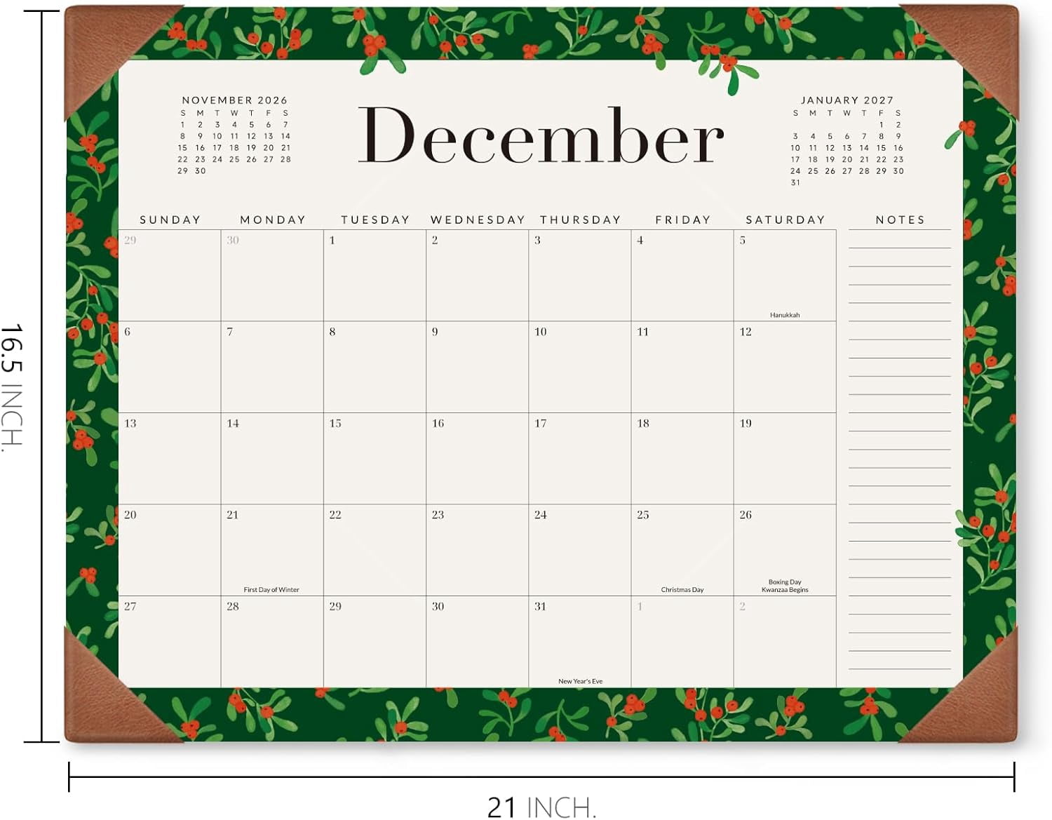 Jotsome  Large Desk Calendar 2026-2027 18-Month Planning Pad (Jan 2026-Jun 2027) 16.5"x21" Desktop Mat Blotter for Home Office & School Easy View & Write