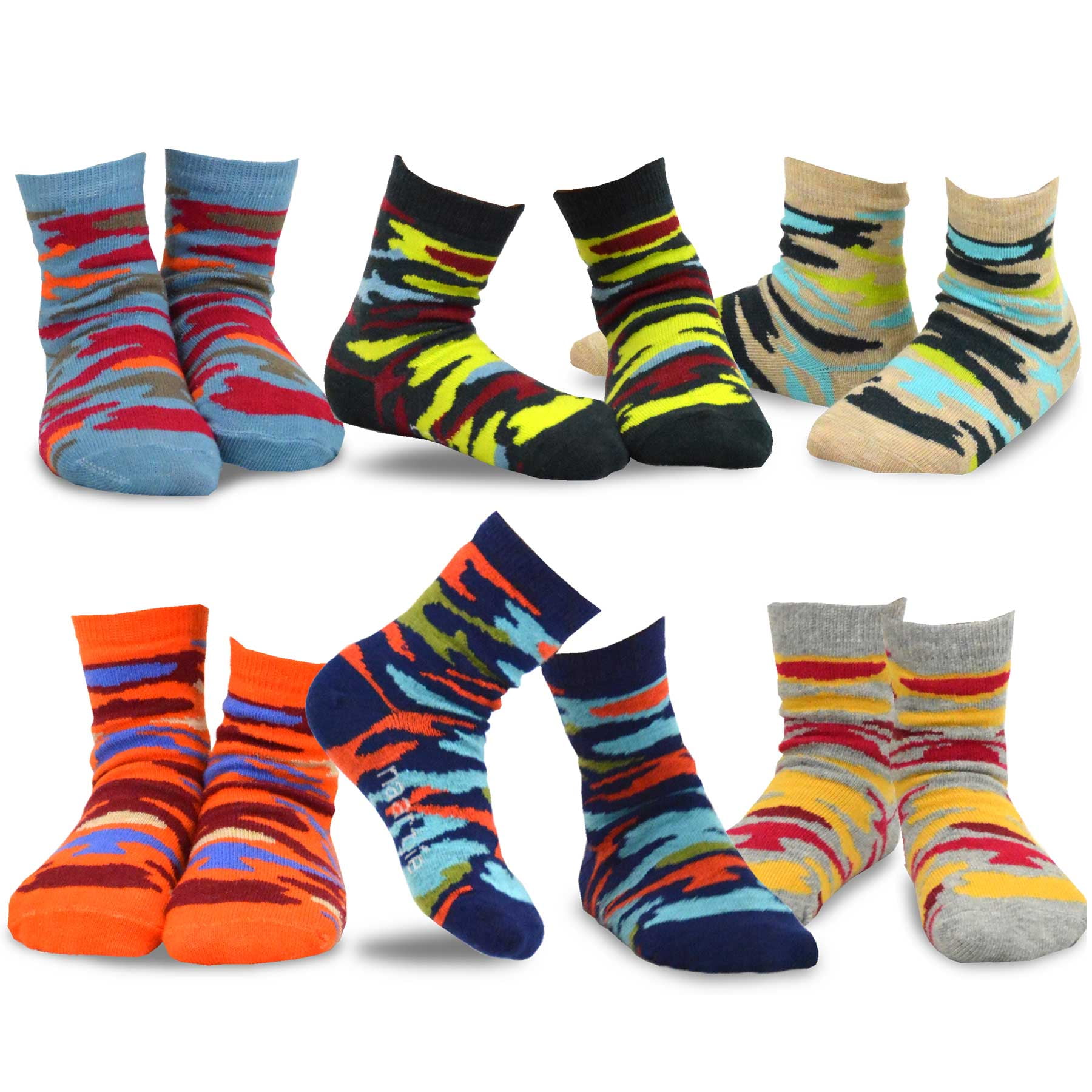 TeeHee Little Boys Cotton Fashion Crew Socks 6 Pair Pack for Boys