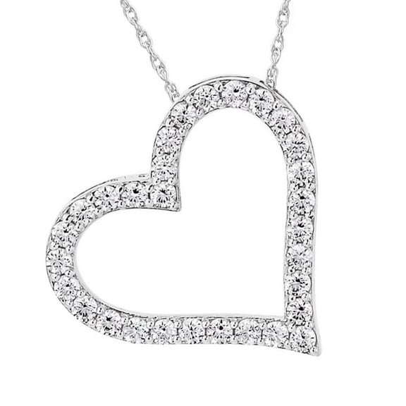 Pompeii 1/2 ct Real Diamond Heart Shape Pendant 14k White Gold Necklace (G/H,I1)