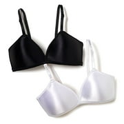 Girls' Satin No-Wire Bras, 2-Pack