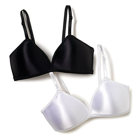 Girls' Satin No-Wire Bras, 2-Pack